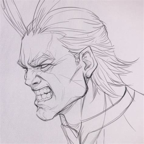 Angry Man Face Sketch