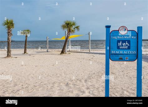 Wheelchair accessible beach sign, Long Beach Mississippi, USA Stock ...