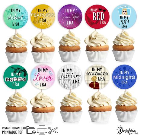 Printable Eras Cupcake Toppers Set of 12 Instant Download DIY Party ...