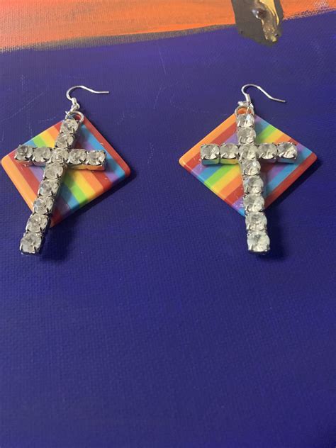 Rainbow Swarovski Cross Earrings - Silverflamze