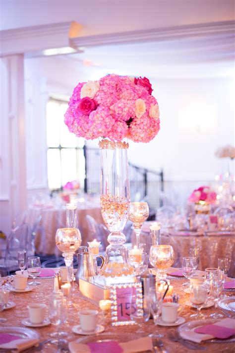 Glam Pink Hydrangea Centerpieces