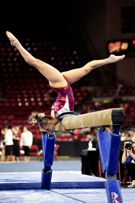 University of Denver gymnast Julia Ross mounts the beam. Photo taken on ...