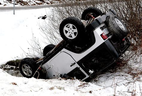 Icy road leads to Jeep flipping on top | News, Sports, Jobs - The ...