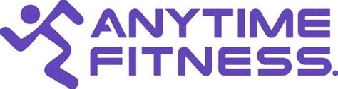 the anytime fitness logo is shown in purple