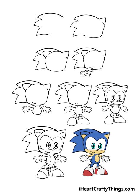 Sonic Drawing - How To Draw Sonic Step By Step