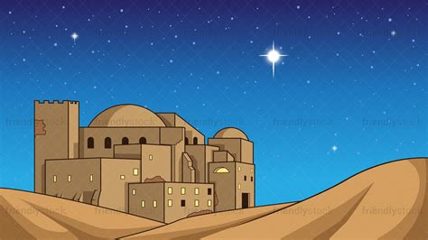 Nativity Christmas Bethlehem Star Background Cartoon Vector - FriendlyStock