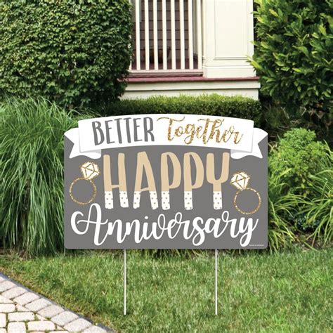 Happy Anniversary - Gold and Silver Wedding Anniversary Yard Sign Lawn ...