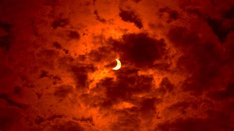 Eclipse, moon, sun, sky, orange | picture, photo, desktop wallpaper.