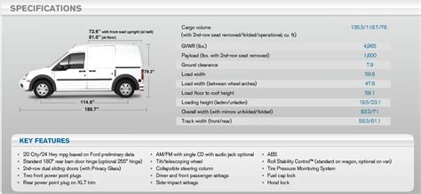 Ford Transit Connect Specs And Dimensions