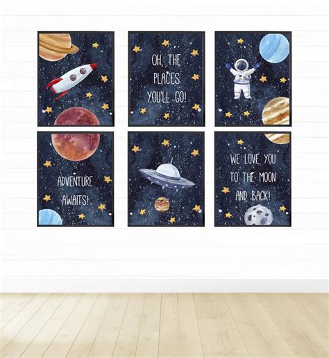 Space Themed Nursery Wall Art, Digital Download, Printable Wall Art ...