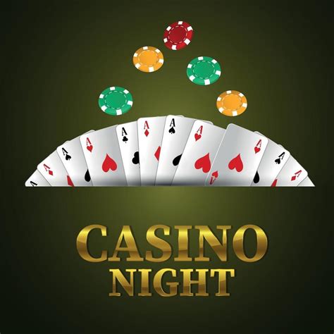 Casino night background with golden text with playing cards chips ...