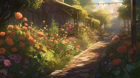 Free Vectors | Anime background of flower garden