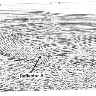 Migrated seismic section of a listric fault system with a dipping basal ...