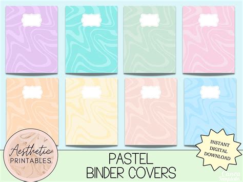 Pastel Binder Covers, Printable, Aesthetic Binder Covers, Binder Cover ...