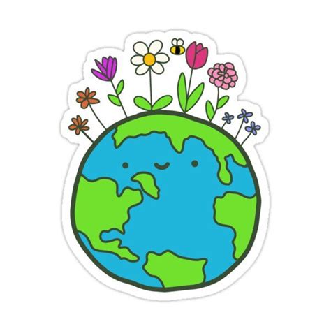 cute earth Sticker by ECstickers2 in 2022 | Earth tattoo, Happy earth ...