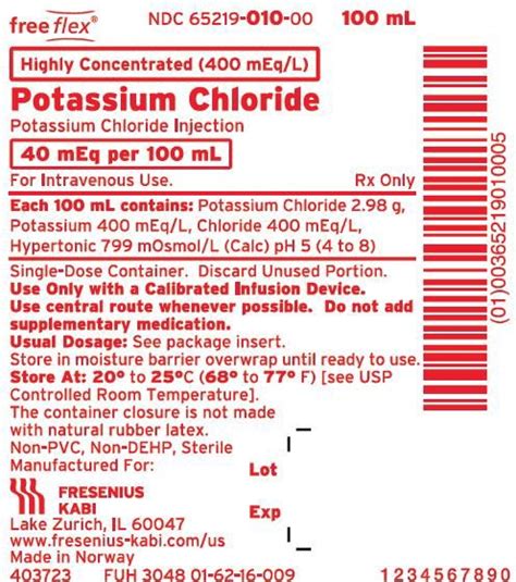 Potassium Chloride Injection - FDA prescribing information, side ...