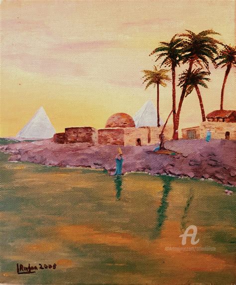 Sunset On The River Nile Banks, Egypt.jp, Painting by L'Orientaliste ...