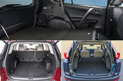 the back and side doors of a car with its hatchback open in three ...