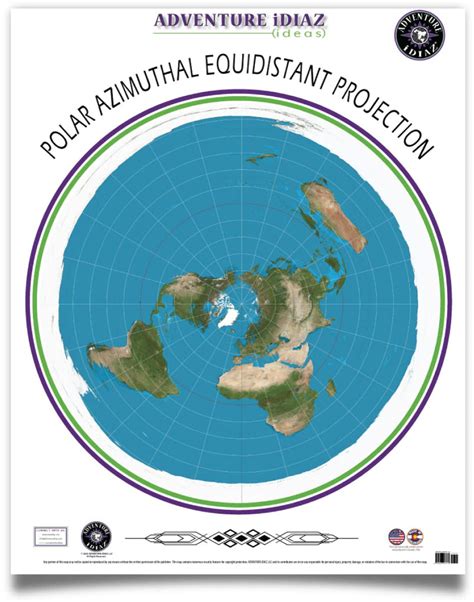 Polar Azimuthal Equidistant Projection Map of the Earth | Wide World ...