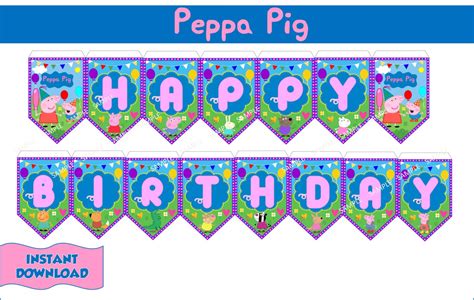 PEPPA PIG Birthday Banner Peppa Pig Banner by CutePartyFairy