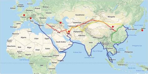 The Silk Road map, which used to be the main route connecting Europe to ...