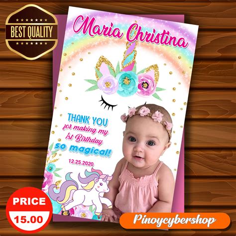 Unicorn ATM Size Ref Magnet Christening Ref Magnet Giveaway Birthday ...