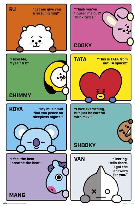 Poster BT21 - Characters | Wall Art | 3+1 FREE | Europosters