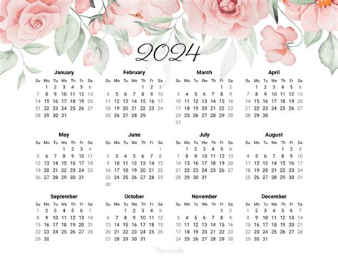 2024 Printable Yearly Calendars - 2024 Calendar With Week Numbers