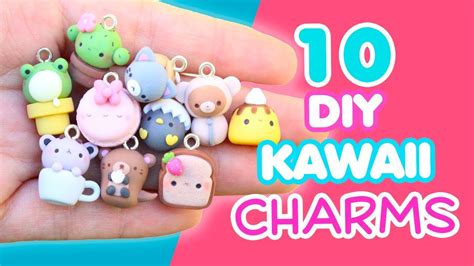 10 DIY KAWAII CHARMS - POLYMER CLAY TUTORIAL - YouTube