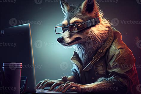 hacker lobo trabajando trabajo profesión ilustración. ai generado ...