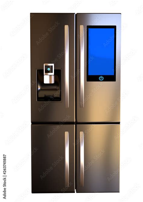 Modern side by side Stainless Steel Smart Refrigerator touch screen ...