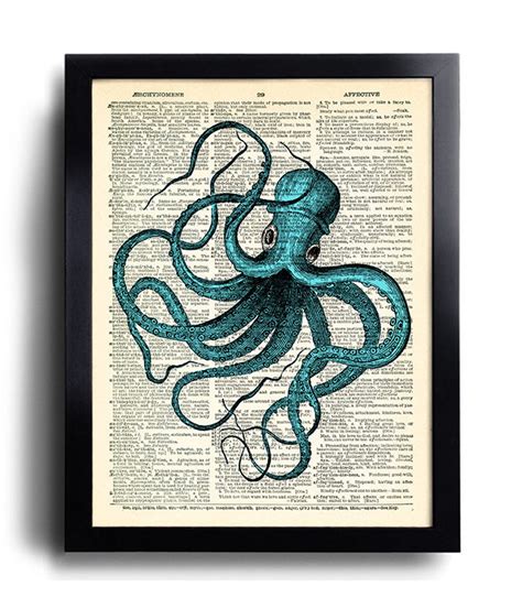 Octopus Art Print, Squid Bathroom Wall Decor, Octopus Decor, Kraken ...