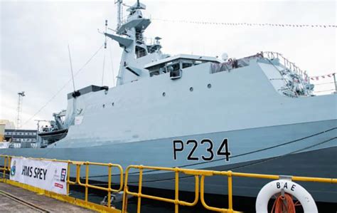 Royal Navy fifth patrol vessel formally named HMS Spey; Falklands ...