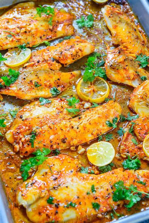 Spicy Lemon Garlic Baked Tilapia Recipe + Video