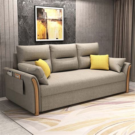 Full Sleeper Sofa Cotton&linen Upholstered Convertible Sofa with ...