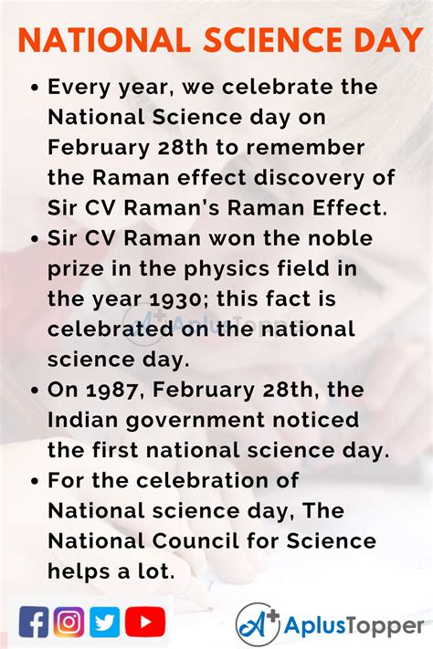 10 Lines on National Science Day for Students and Children in English