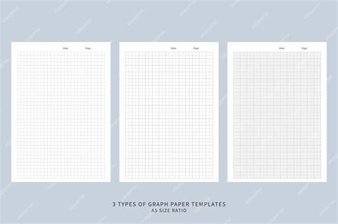 3 tipos de modelo de papel milimetrado com proporção de tamanho A5 ...