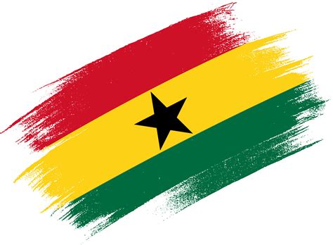 Ghana flag with brush paint textured isolated on png or transparent ...