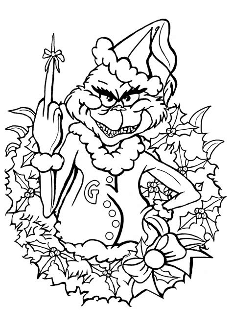 Grinch's Face Coloring Page - Free Printable Coloring Pages for Kids