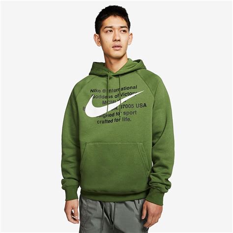 Nike Sportswear Swoosh Hoodie - Treeline/White-Mens Clothing | Pro ...