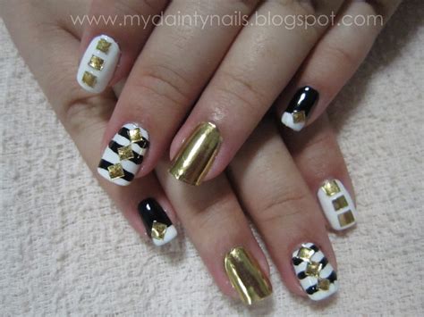 My Dainty Nails: Black. White. Gold.