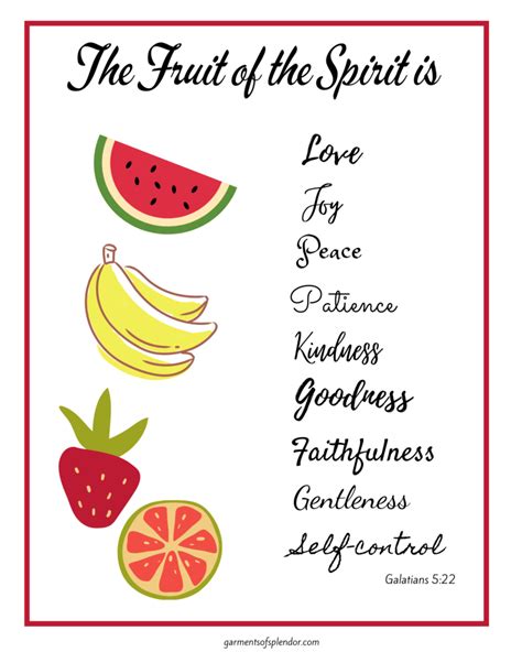 Free Printable Fruit Of The Spirit Lessons