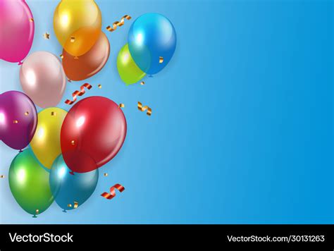 Glossy happy birthday balloons background Vector Image