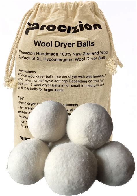 Wool Dryer Balls 6 Pack XL Made of 100% Premium, Organic Wool, Handmade ...