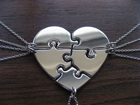 Five Piece Heart Puzzle Necklace Pendants Five Piece - Etsy | Bff ...