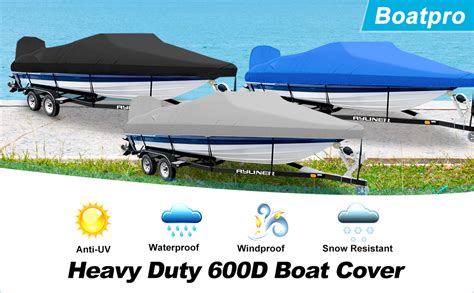 Amazon.com: Boatpro 16 Foot Boat Cover,Waterproof 800D Heavy Duty ...