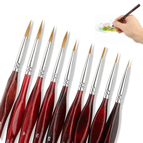 Pack Paint Brush Set, EEEkit Sable Hair Miniature Paint Brush Set Fine ...