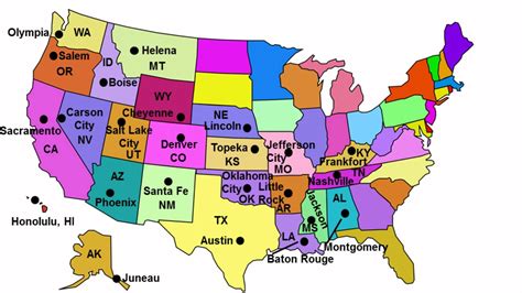 States And Capitals Printable List