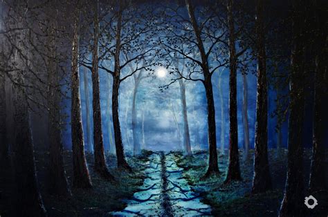 Moonlit Forest Path • dot-art