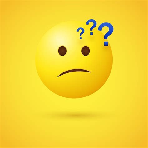 Premium Vector | Thinking emoji face with question mark symbols or ...